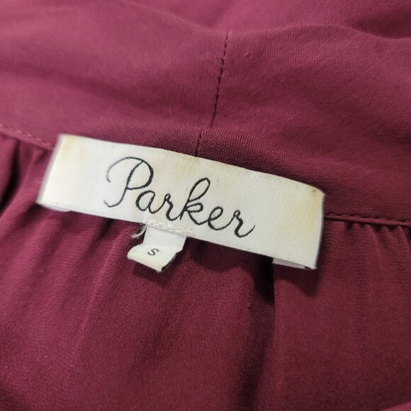 Parker Womens Pussybow Silk Blouse Size S Burgundy Red Long Sleeve Lightweight - Picture 10 of 16